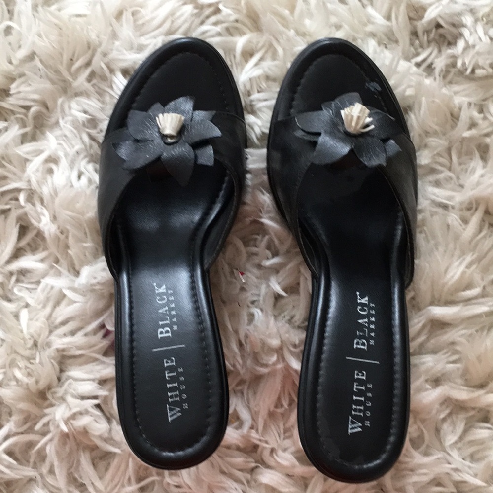 White and black heels